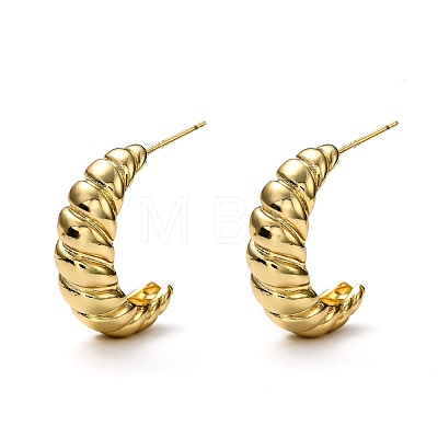 Brass Half Hoop Earrings EJEW-H121-01A-1