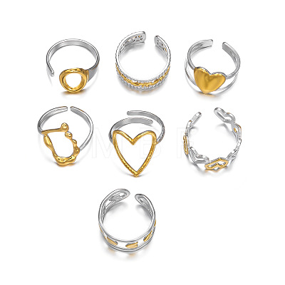 304 Stainless Steel Stackable Cuff Open Rings Sets WGDFEAC-01-1