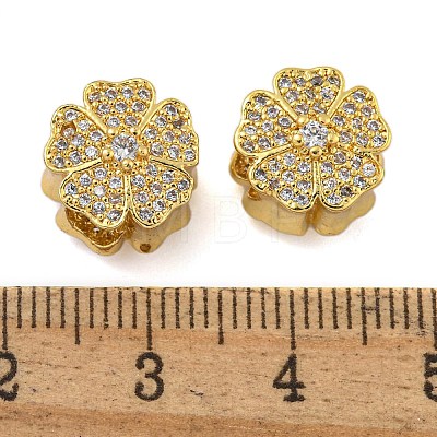 Rack Plating Brass Micro Pave Cubic Zirconia Beads KK-I718-45G-1