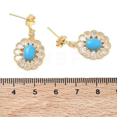 Brass Pave Cubic Zirconia Stud Earring Findings KK-C172-12G-1
