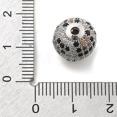 Brass Micro Pave Cubic Zirconia Beads KK-L228-11P-1