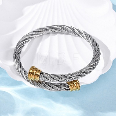 304 Stainless Steel Torque Bangles for Women BJEW-P310-18GP-1