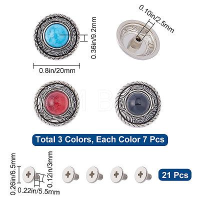 Gorgecraft 21 Sets 3 Colors Alloy Buttons FIND-GF0005-34-1
