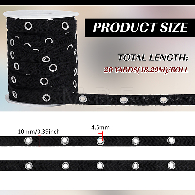 20 Yardcs Cotton Ribbon with Stainless Steel Eyelets OCOR-BC0009-65A-01-1