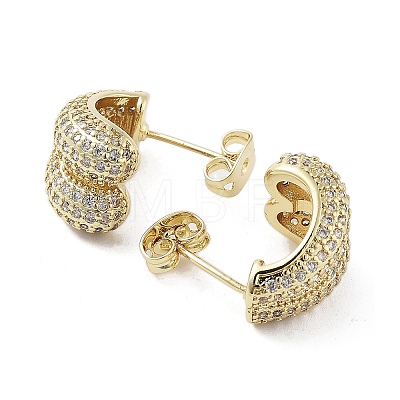 Rack Plating Brass Micro Pave Cubic Zirconia Stud Earring EJEW-C081-34G-1