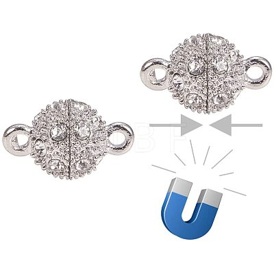 Alloy Rhinestone Magnetic Clasps with Loops RB-PH0005-01-1