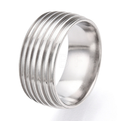 201 Stainless Steel Grooved Finger Ring Settings STAS-WH0047-10S-1