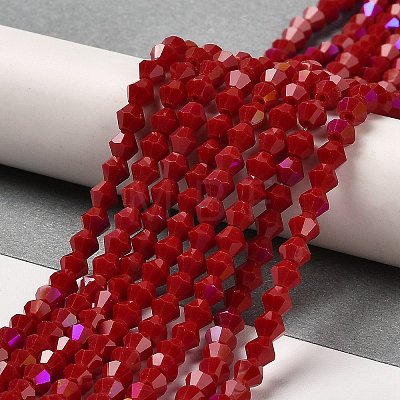 Opaque Solid Color Electroplate Glass Beads Strands EGLA-A039-P4mm-L01-1