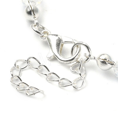 Flower Glass Beaded Link Bracelet with Alloy Clasps for Women BJEW-TA00310-01-1