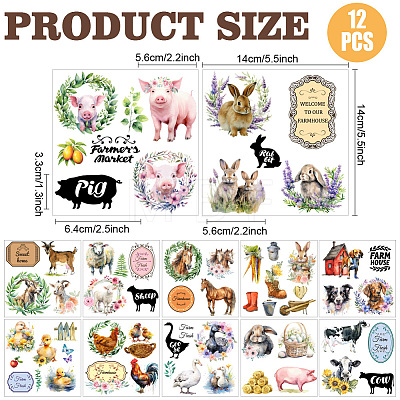 12 Sheets 12 Style PVC Stickers DIY-WH0570-002-1