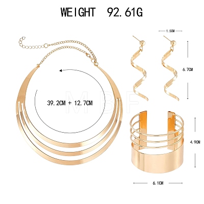 Alloy Pendant Necklaces & Stud Dangle Earrings & Cuff Bangles Sets FS-WG2E0CA-02-1