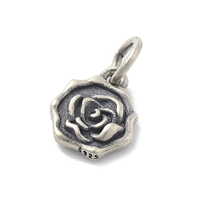 925 Sterling Silver Flower Charms with Jump Rings and 925 Stamp STER-M021-02AS-02-1