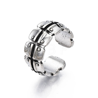 Chunky Square Alloy Open Cuff Ring for Men Women RJEW-T009-44AS-1