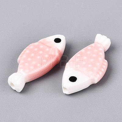 Hand Painted Fish Shaped Porcelain Beads PORC-N013-06B-1