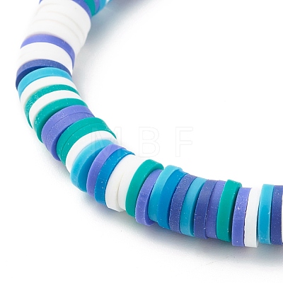 Polymer Clay Heishi Beads Stretch Bracelet for Women BJEW-JB07207-01-1