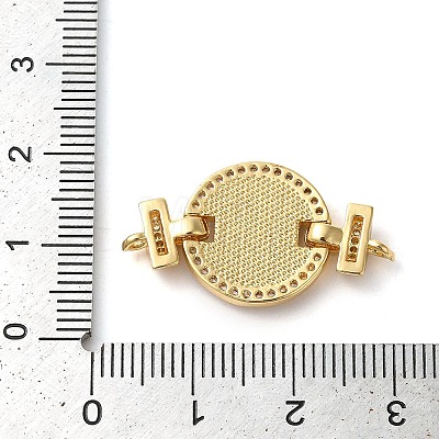 Rack Plating Brass Micro Pave Cubic Zirconia Flat Round Connector Charms KK-K385-100G-02-1