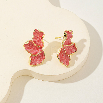 Flower Alloy Enamel Stud Earrings FS-WG50345-02-1