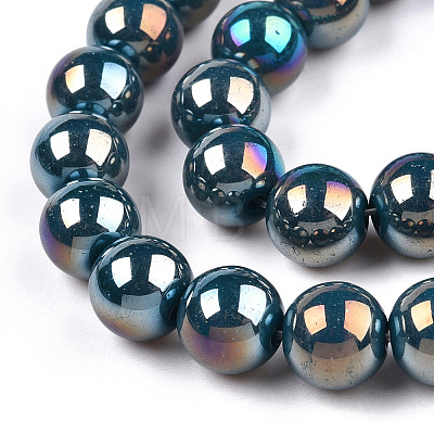 Electroplate Opaque Glass Beads Strands GLAA-T032-P8mm-AB14-1