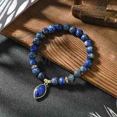 Natural Lapis Lazuli Stretch Bracelets BJEW-JB10135-01-1