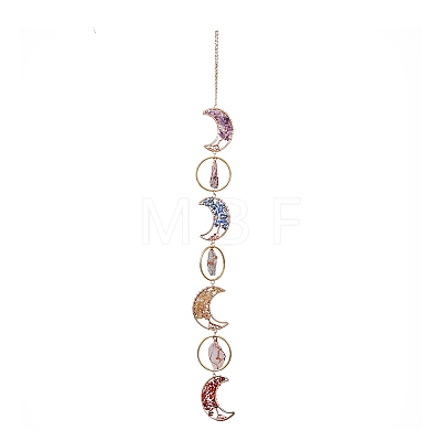 Moon Tree of Life Natural Gemstone Beads Suncatchers HJEW-F027-01-1