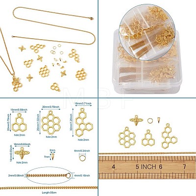 DIY Bee Honeycomb Necklace Making DIY-TA0002-87G-1
