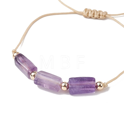 Natural Mixed Gemstone Colunm Braided Bead Bracelet BJEW-JB09761-1