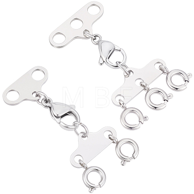 2Pcs 2 Styles Stainless Steel Necklace Layering Clasps FIND-BBC0005-10P-1