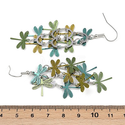 430 Stainless Steel Dragonfly Dangle Earrings EJEW-A137-04P-04-1