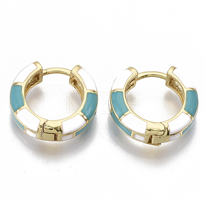Brass Huggie Hoop Earrings EJEW-S209-06C-1
