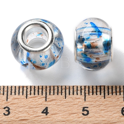 Transparent Two-Color Brass Cores Acrylic European Beads OACR-M024-05S-07-1