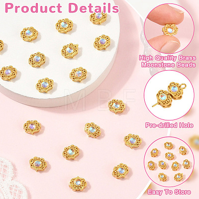 6Pcs Brass Moonstone Multi-Strand Links FIND-YW0013-20-1