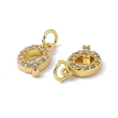 Real 18K Gold Plated Brass Micro Pave Clear Cubic Zirconia Charms KK-E068-VB452-Q-1