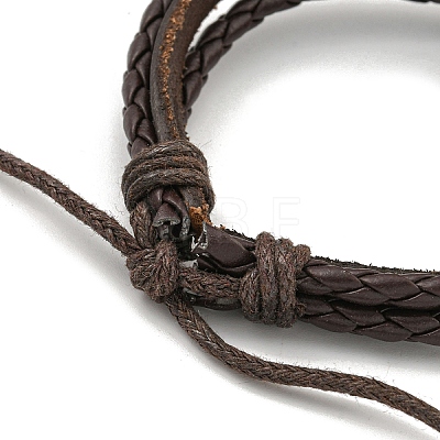 PU Imitation Leather Cord Triple Layer Multi-strand Bracelets BJEW-P329-03AS-1