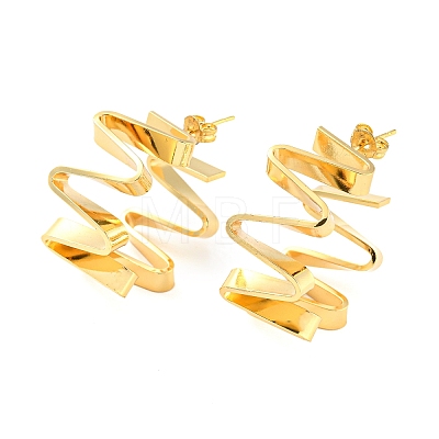 Rack Plating Brass Twist Wave Stud Earrings EJEW-P240-09G-1