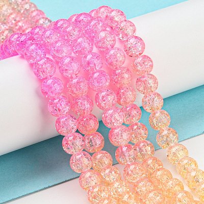 Spray Painted Crackle Glass Beads Strands DGLA-C002-6mm-01-1