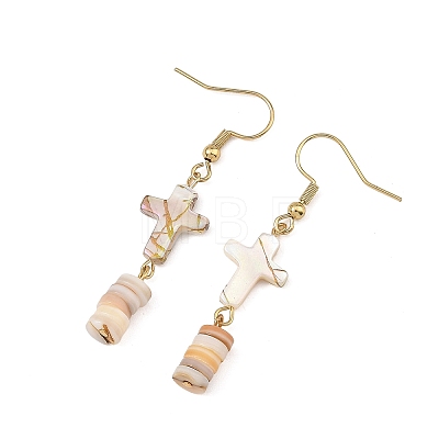 Natural Freshwater Shell Dangle Earrings EJEW-JE07509-1