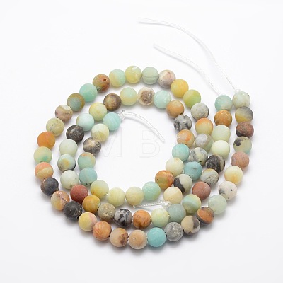 Frosted Natural Flower Amazonite Bead Strands G-L460-01-10mm-1