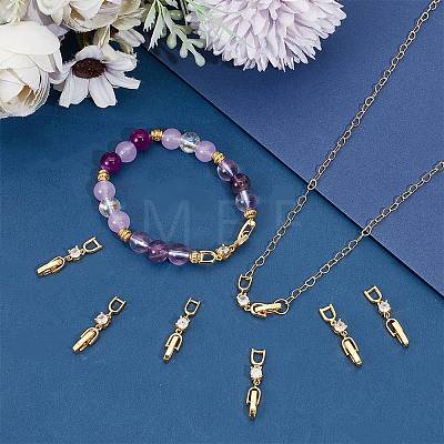 10Pcs Brass with Cubic Zirconia Fold Over Clasps ZIRC-BBC0002-67G-1