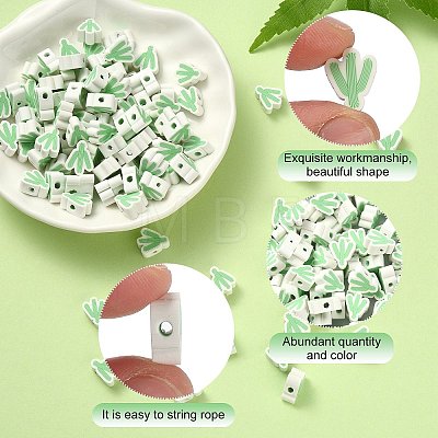 100Pcs Cactus Shape Polymer Clay Beads CLAY-CJC0003-02-1