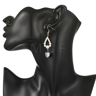 Shell Pearl & Abalone Shell/Paua Shell Beads Dangle Earrings EJEW-JE07314-02-1