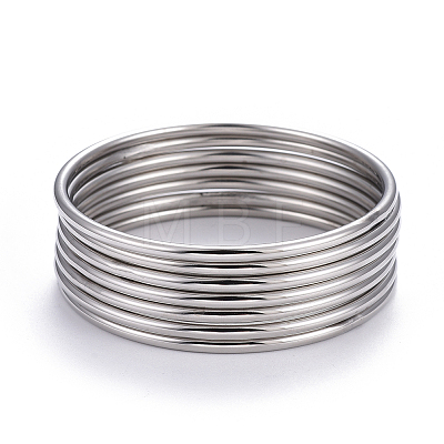 7Pcs 201 Stainless Steel Plain Bangle Sets for Women BJEW-L664-022A-P02-1