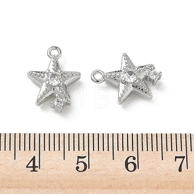 Brass Micro Pave Clear Cubic Zirconia Charms KK-P355-01F-P-1