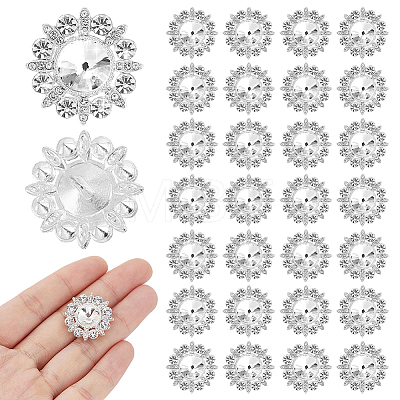30Pcs Alloy Rhinestone Shank Buttons BUTT-HY0001-28-1