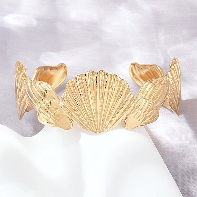 Ocean Theme 304 Stainless Steel Cuff Bangles for Women SA-Z002-03G-02-1