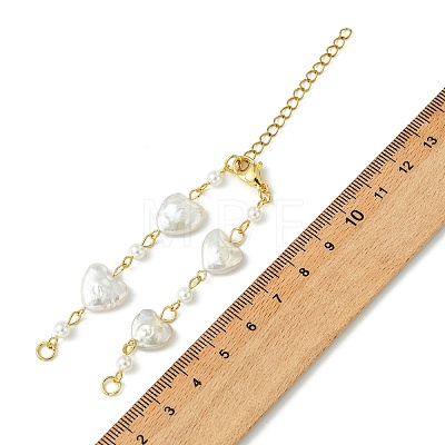 Natural Baroque Keshi Pearl Heart & Shell Pearl Link Bracelet Making AJEW-JB01645-1