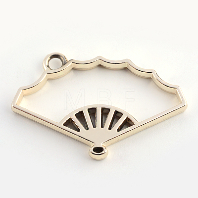 Rack Plating Alloy Fan Open Back Bezel Pendants PALLOY-S047-20E-FF-1