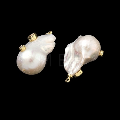 Brass & Pearl Micro Pave Cubic Zirconia Pendants KK-H259-13D-G03-1