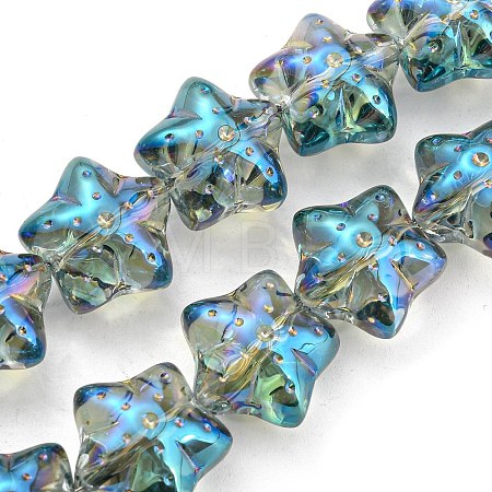 Half Rainbow Plated Electroplate Transparent Glass Beads Strands EGLA-G037-07A-HR04-1