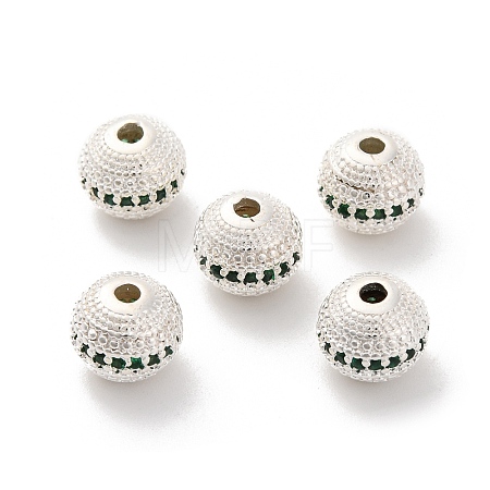 Brass Micro Pave Cubic Zirconia Beads KK-C071-08S-01-1