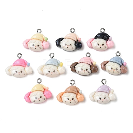 Opaque Resin & Glitter Powder Pendants RESI-B044-16P-1
